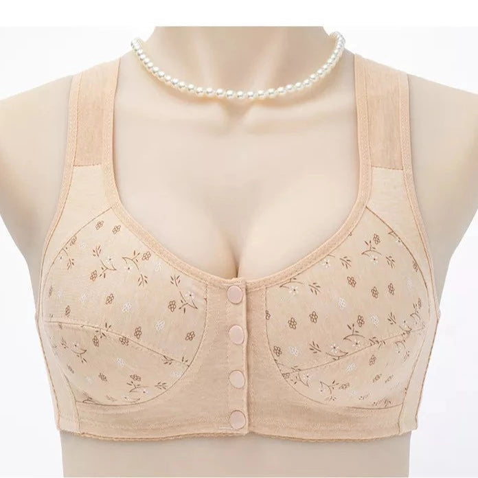 Skin-Friendly Cotton Front Button Bra, Wireless Gathering Bra, Soft  Breathable Full-Freedom Front Close Bras for Women (Nude+Light Shrimp, 44)  : : Clothing, Shoes & Accessories